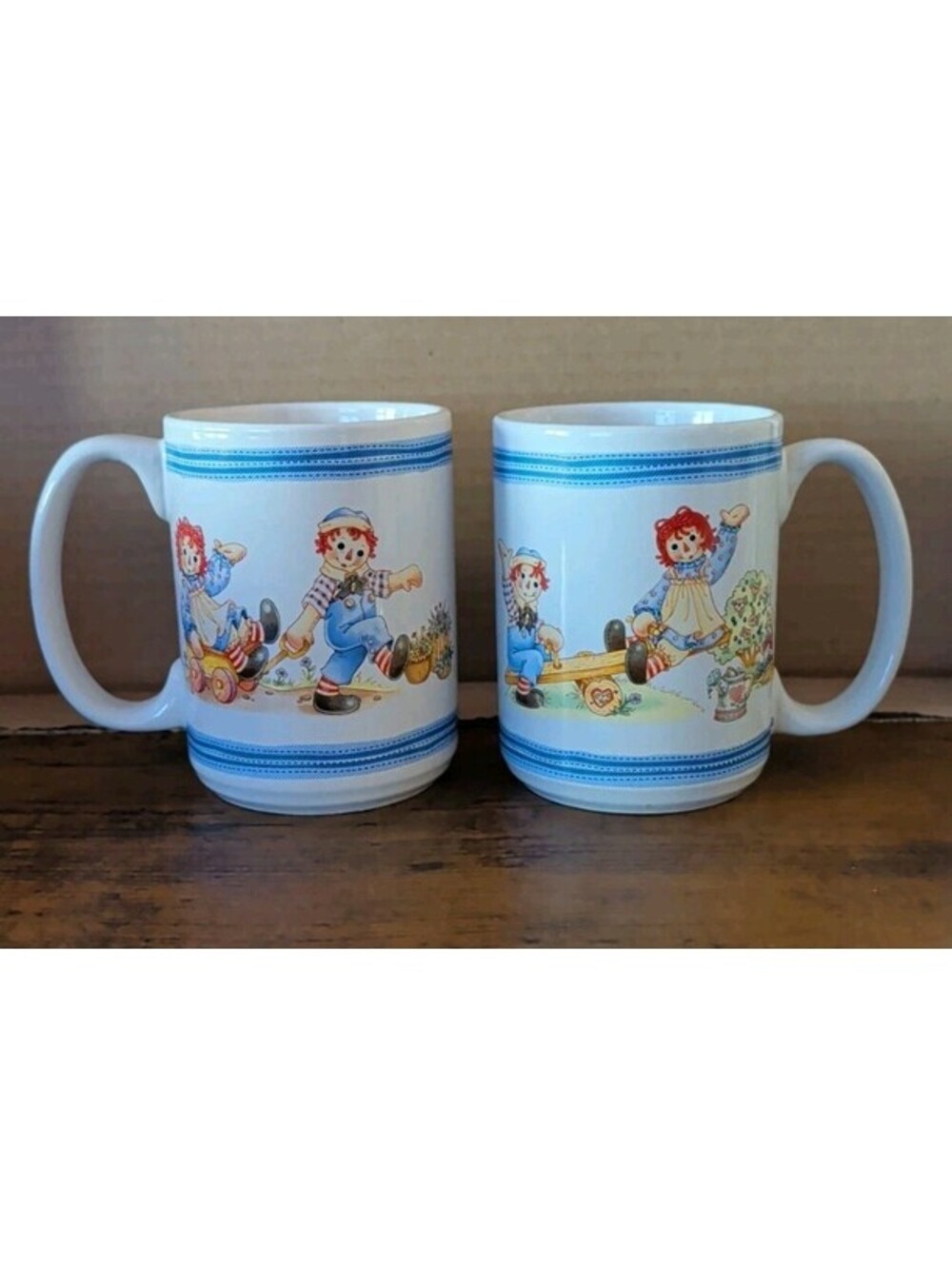 Vintage Houston Harvest Raggedy Ann & Andy Mugs. No Cracks, Scratches Or Chips.